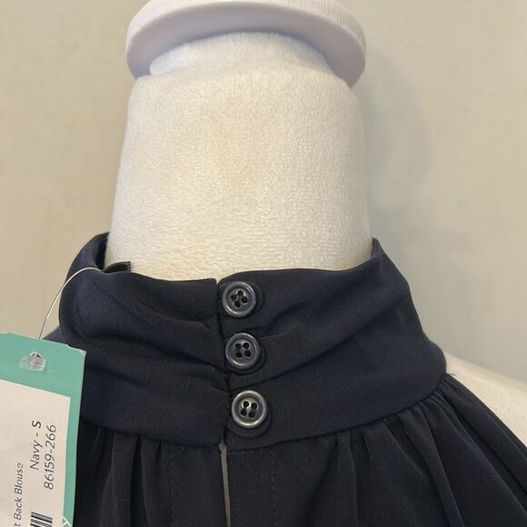 S&D Diya Halter Navy Split Back Blouse Size S New - Picture 7 of 11